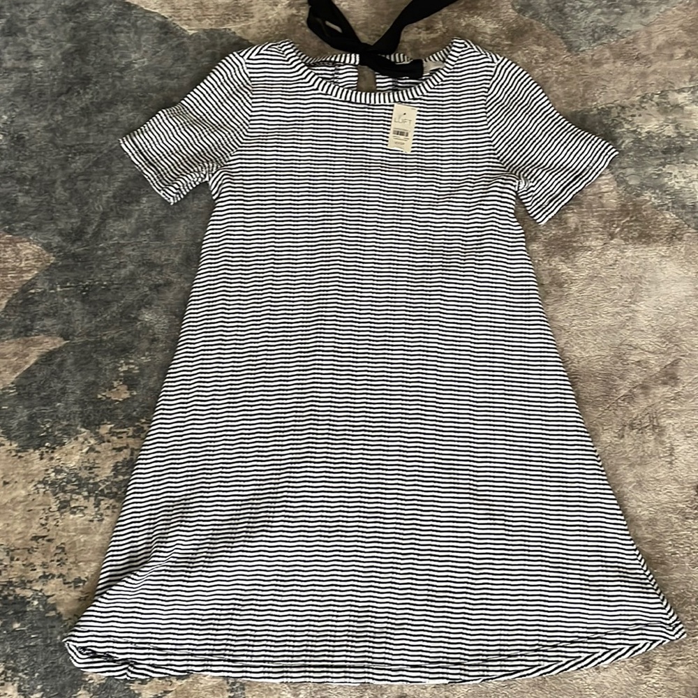 New with tags loft XXSP black and white striped short sleeve dress